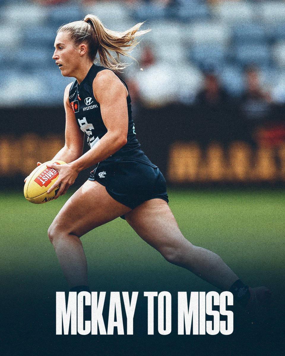 Late change: Abbie McKay (quad tightness) won't feature in today's AFLW Carlton Respects game. 

MORE DETAILS: carltonfc.com.au/news/1921272