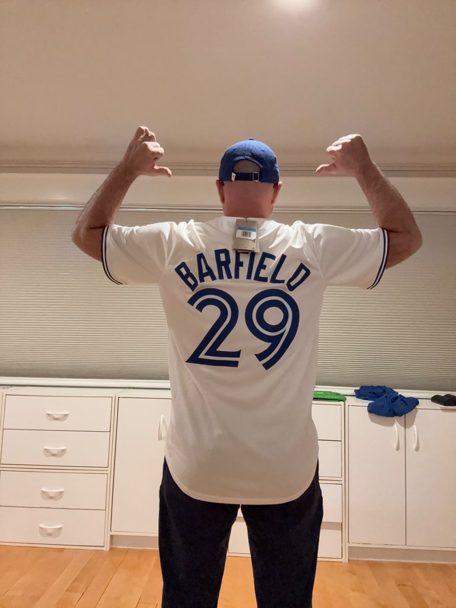 jbuntain's tweet photo. @JesseBarfield29 I got a new Barfield jersey made this season, and I didn’t wear it tonight. Wore it for Game 1. This loss is my fault. Won’t happen again. https://t.co/dByWRidgqT