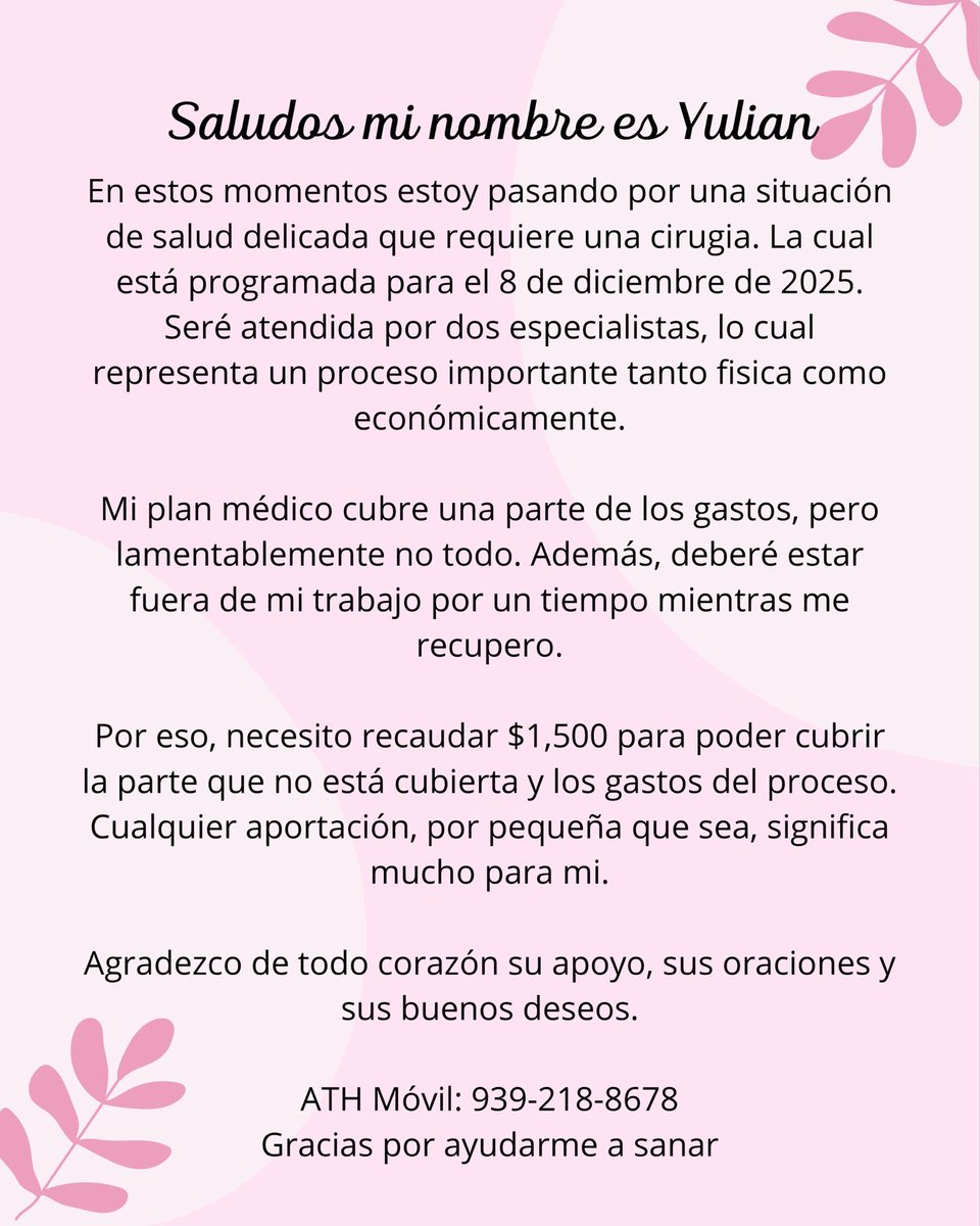 eliamaria34's tweet photo. ℹ️ Ayúdenme a compartirlo para que podamos recaudar el dinero que se necesita para cubrir los gastos no cubiertos por el plan médico. 
No hay aportación pequeña. Cúbranla en sus oraciones 🙏🏽 https://t.co/OtKiwvTLMr