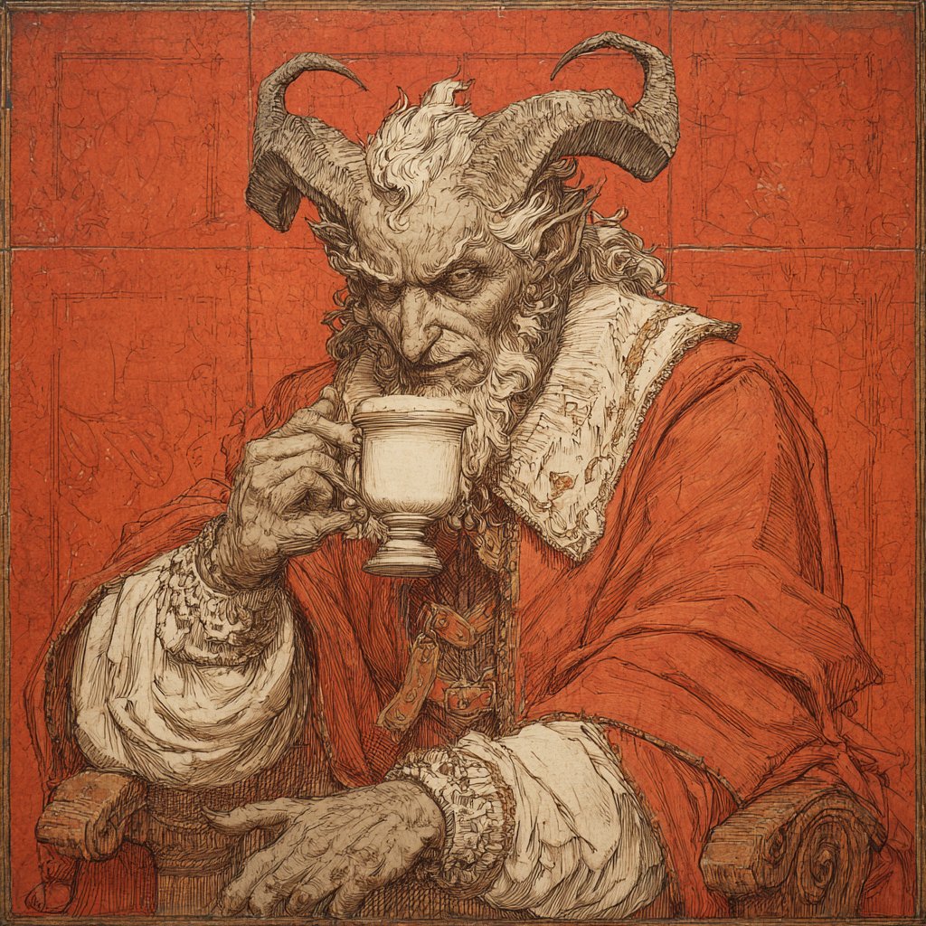 I have it on good authority that this was the first painting ever made of eggnog, and the painting is of Satan himself drinking his favorite beverage. Do with this information what you will. Just remember, this is the type of people that noggers associate themselves with. Make no