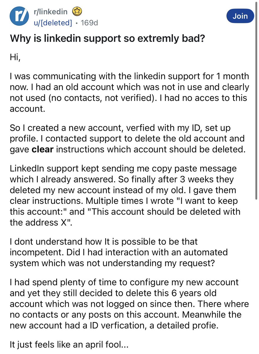 erwinandco's tweet photo. Seeing how I can’t get a response from @LinkedInHelp, I should share @LinkedIn horror stories on a regular basis. https://t.co/hayn9yMiWd