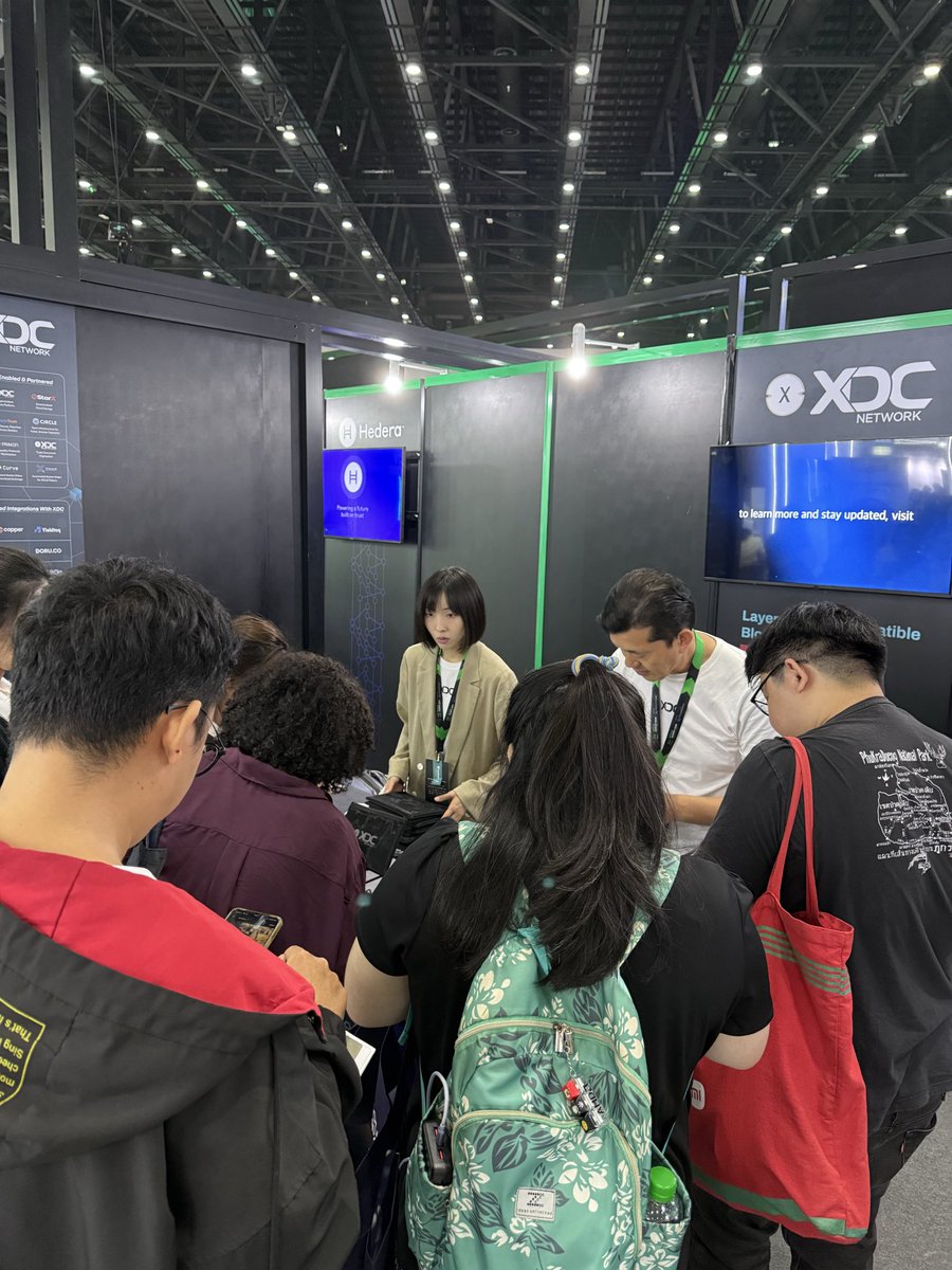 's tweet image. The doors are open for Day 2 of #BitkubSummit2025!
If you missed us yesterday, now’s your chance. We’re here at Booth EM3, Hall 3–4, and don’t forget to catch us on the mainstage with @tashiten_tad.

#XDC #XDCNetwork #bitkubsummit 
@atulkhekade @riteshkakkad 
@BitkubOfficial…