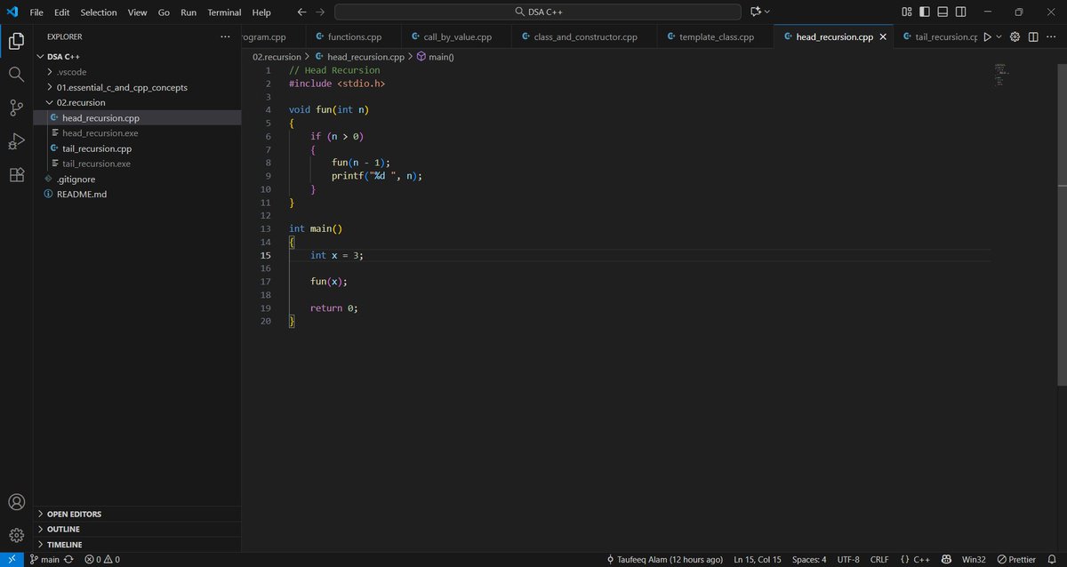 alamtaufeeq854's tweet image. 🎓 Week 1 of my DSA journey!
Started @udemy's “Mastering Data Structures & Algorithms using C & C++”.
Revisited arrays, pointers, recursion & OOP with fresh clarity.
Next: sorting & real DSA problems!
🔗 github.com/alamtaufeeq854…
#DSA #Cpp #100DaysOfCode #LearnToCode #code #cs #c