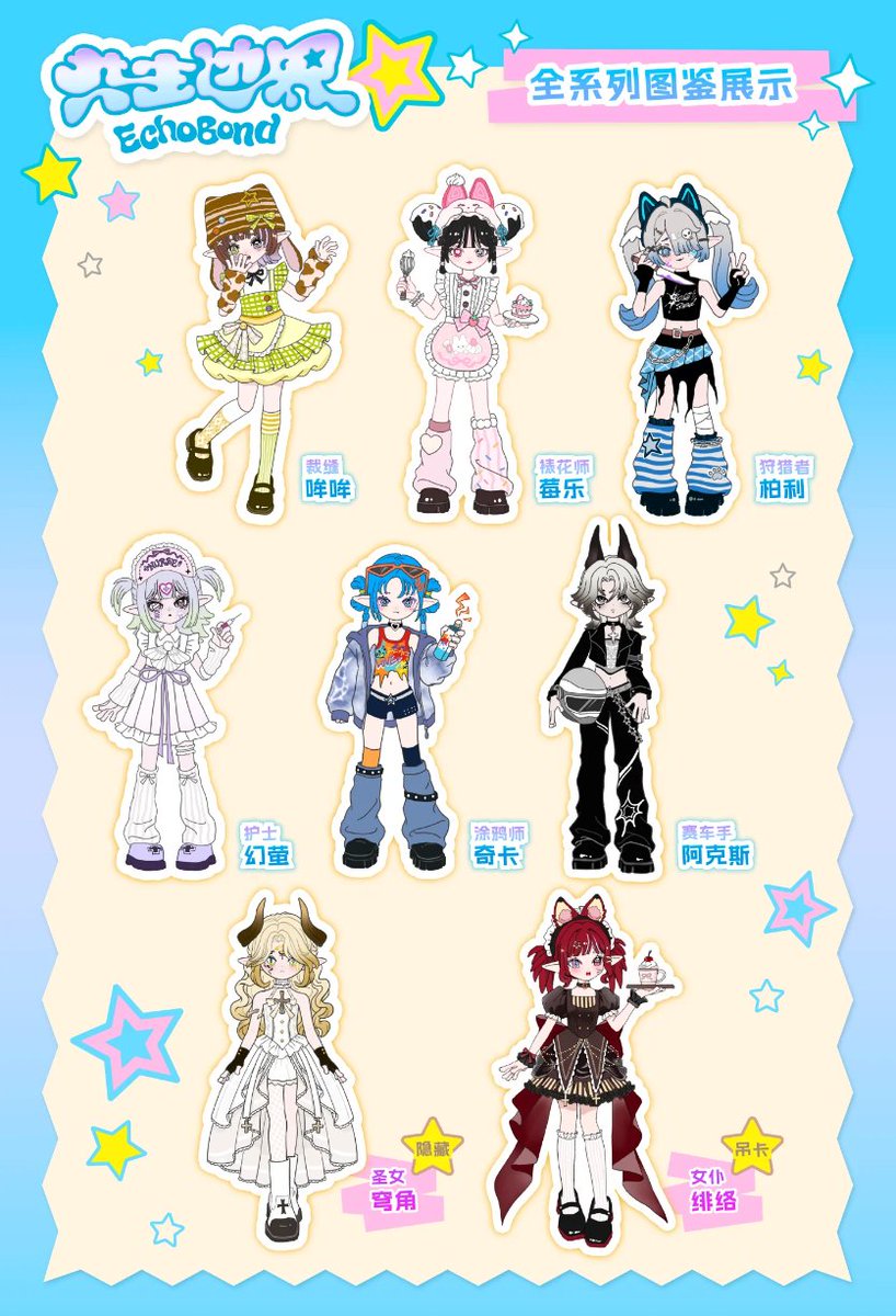 ブラインドボックス企画・新製品情報
メーカー：Sparkjoy
タイトル：Echo Bond 共生边界／共生境界
スタイル：1/8 BJD
商品構成：通常６＋隠し１＋吊卡１