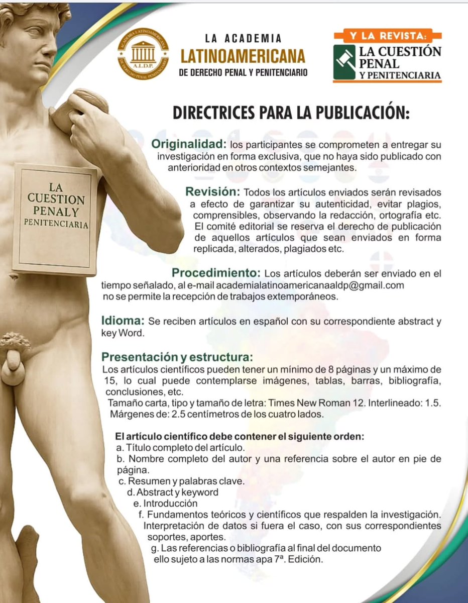 Invitadas(os) a publicar en la Revista Latinoamericana "La Cuestión Penal y Penitenciaria" 
¡Seguimos construyendo Academia Latinoamericana!!