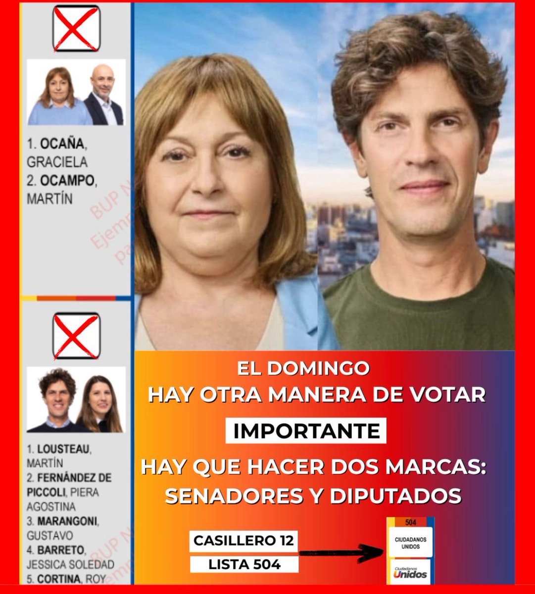 Mañana votamos gestión, diálogo y futuro.
Ni gritos ni pasado: equipo, trabajo y sentido común.
Votamos a Martín Lousteau y Ciudadanos Unidos - Lista 504
#HayOtraManera