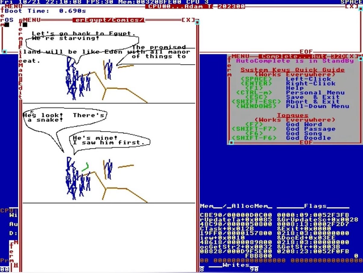 Temple OS, an operating system built completely from the ground up by ...