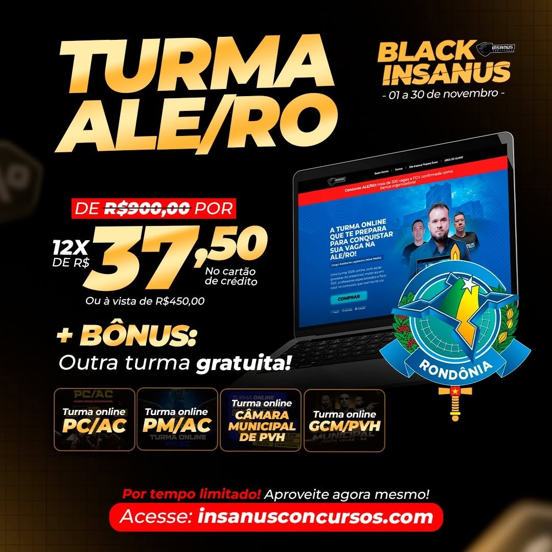 alves_gasparin's tweet photo. 👉 Durante todo o mês de novembro, na Black Insanus, você garante desconto nas turmas online e ainda leva outra turma grátis!
💥 São duas chances reais de aprovação pagando menos.
🎯 Acesse o saiba mais!

https://t.co/tZ18vYNttM

@equipegabaritoconcursos

#portovelho #alero #pvh https://t.co/dt5OlpzRB5