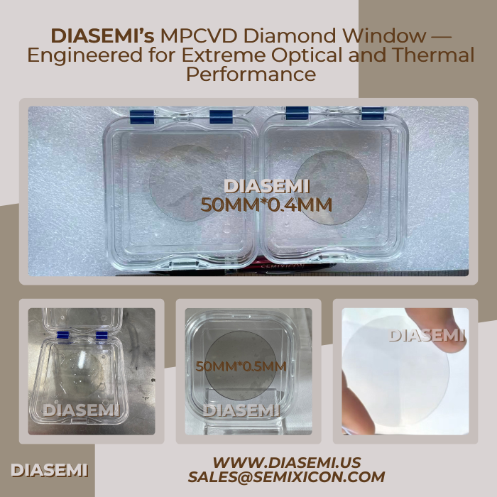 DiamondSemi's tweet photo. DIASEMI's MPCVD Diamond Window:Engineered for Extreme Optical & Thermal Performance https://t.co/uA2KnsvD67
#CVDdiamond #MPCVD #DiamondWindow #OpticalMaterials #LaserOptics #ThermalManagement #Photonics #HighPowerLaser #DiamondWafer #AdvancedMaterials #InfraredOptics #QuantumTech https://t.co/I7K1neGA9e