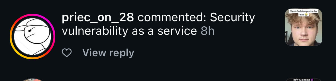 carsoncantcode's tweet image. If you as a dev are still arguing that AI generated code is insecure in 2025, it’s very safe to assume you’re unemployed. 
The only reason your AI generated code would be “insecure” IS BECAUSE YOU DONT KNOW HOW TO WRITE SECURE CODE