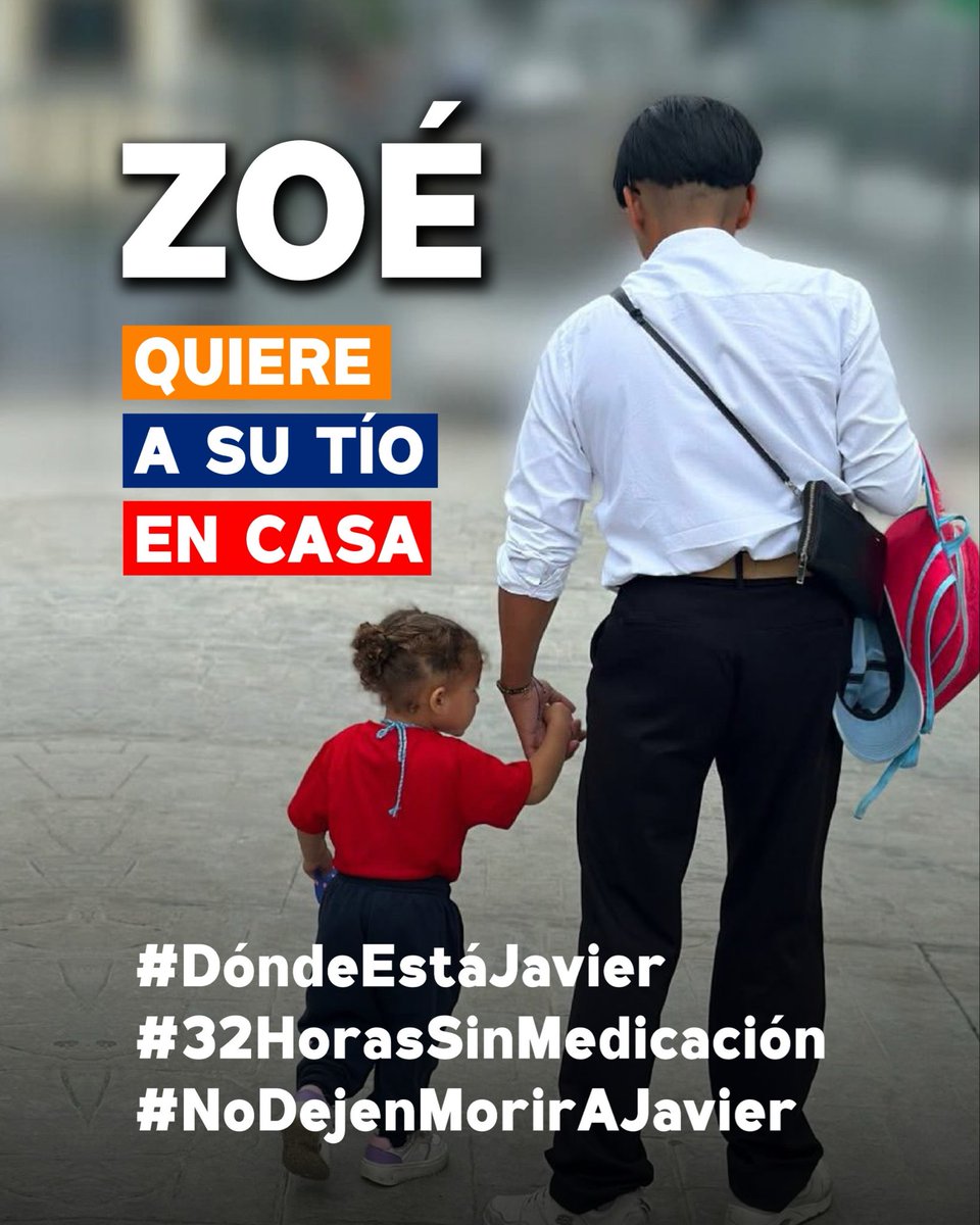 Javier no es un número ni una estadística. Es hijo, hermano y tío. Es el tío de Zoe, una niña que lo espera en casa sin entender por qué su tío no regresa.

#DóndeEstáJavier
#32HorasSinMedicación
#NoDejenMorirAJavier