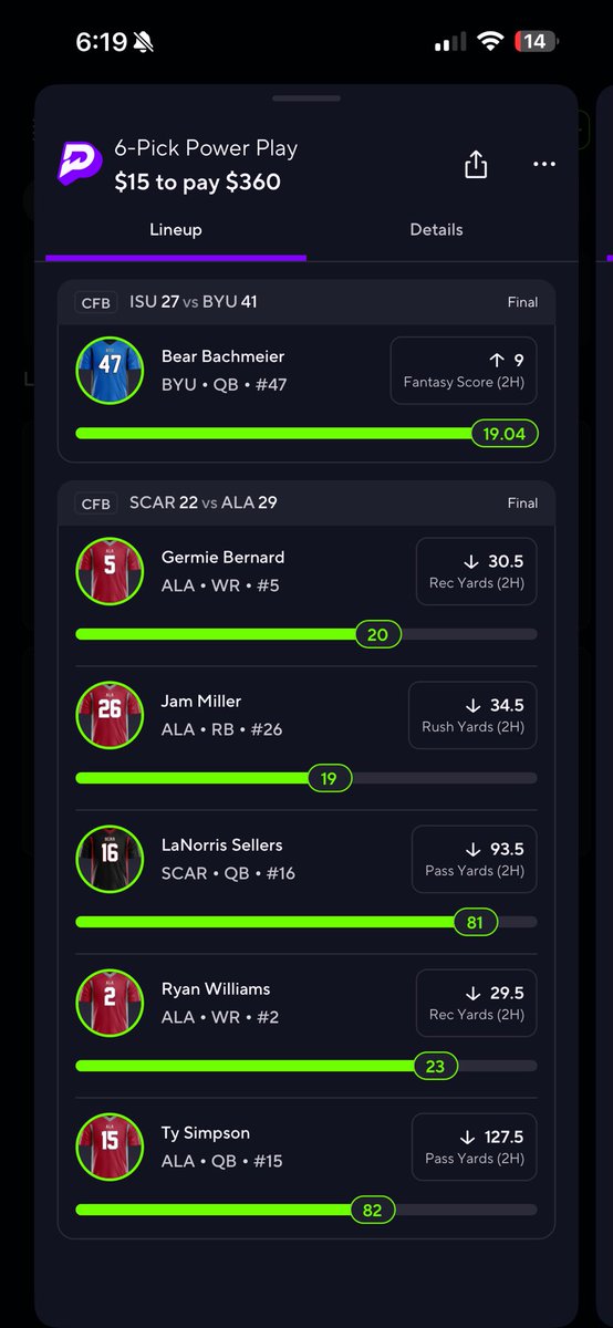 Nice lil $360 2nd half win