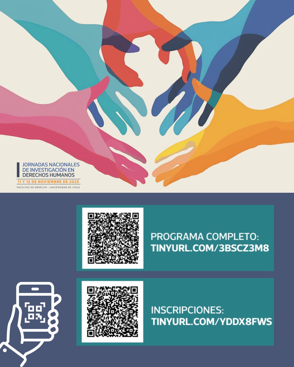 Centro de Derechos Humanos F. de Derecho U. Chile (@cdhuchile) on Twitter photo 📚 ¡Agenda! Conversación de expertos/as "Democracia en crisis. Desafíos y perspectivas desde los DDHH hoy" en las I Jornadas de Investigación en DDHH.
✅️ Exponen: Constanza Ñúnez, Alberto Coddou y Claudio Nash.
🗓 12/11
⏰️ 09:00 
📲 INSCRIPCIÓN tinyurl.com/YDDX8FWS 📚 ¡Agenda! Conversación de expertos/as "Democracia en crisis. Desafíos y perspectivas desde los DDHH hoy" en las I Jornadas de Investigación en DDHH.
✅️ Exponen: Constanza Ñúnez, Alberto Coddou y Claudio Nash.
🗓 12/11
⏰️ 09:00 
📲 INSCRIPCIÓN tinyurl.com/YDDX8FWS