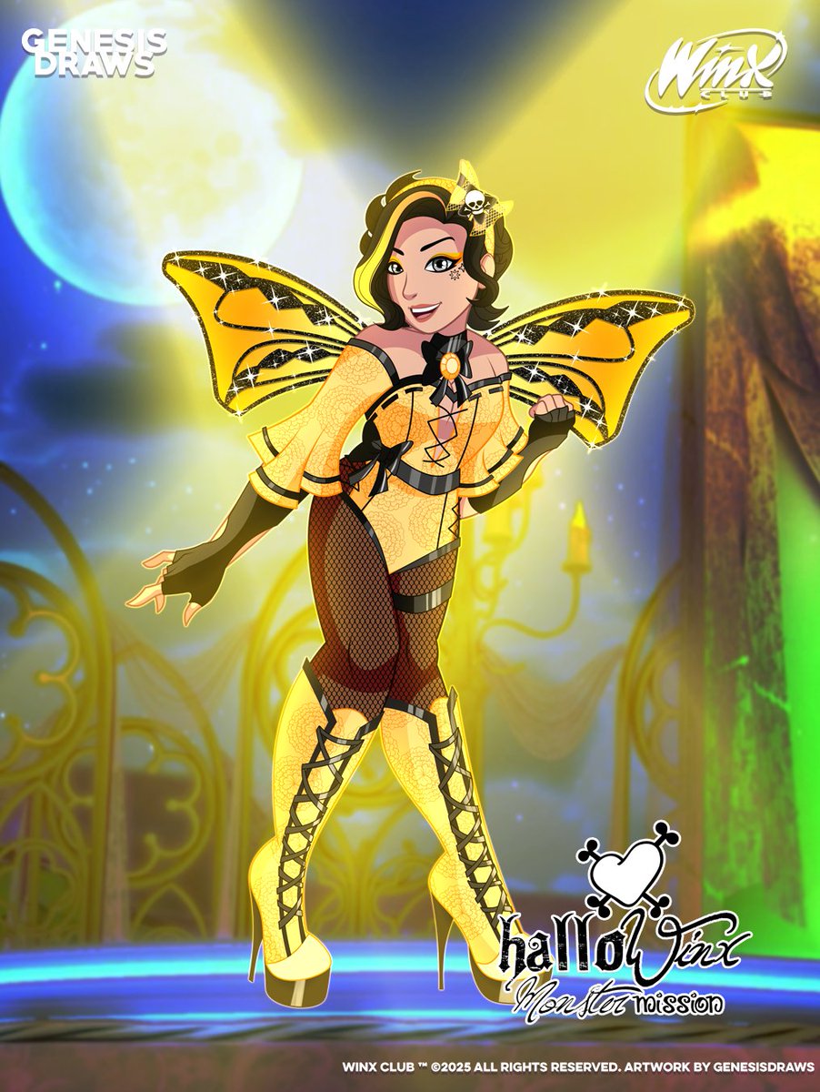 GenesisDraws's tweet photo. It's that time of the year again where my OC dresses up as an iconic pop culture character, this time, it's Sharpay Evans from #HighSchoolMusical in her Fabulous-inspired outfit! But I'm also adding in a bonus #Hallowinx #WinxClub outfit to the mix! https://t.co/JeUBmzxyc6