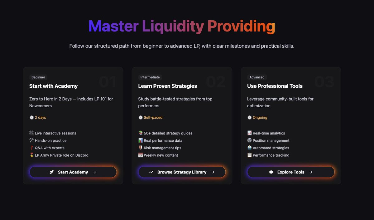 LP Army (@met_lparmy) on Twitter photo You are fascinated by millions of fees LP Army generates on <a href="/MeteoraAG/">Meteora</a>, but don't know where to start?
We got you covered. Full suite of educational content is available to you - for free. 
Check it out below 👇 You are fascinated by millions of fees LP Army generates on <a href="/MeteoraAG/">Meteora</a>, but don't know where to start?
We got you covered. Full suite of educational content is available to you - for free. 
Check it out below 👇