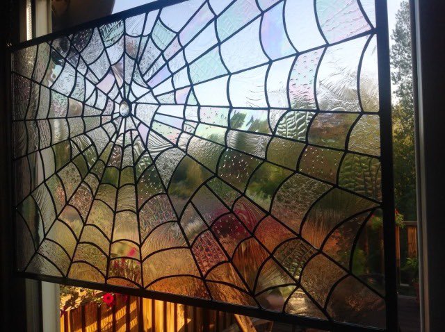Stained glass spiderweb