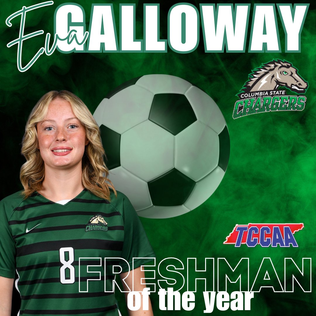 Congratulations to <a href="/CStateWSoccer/">Columbia State Women's Soccer</a> Eva Galloway on earning both our 2025 <a href="/TCCAAsports/">Tennessee Community College Athletic Association</a> / Region 7 Player of the Year and Freshman of the Year.
<a href="/CStateSports/">ColumbiaState Sports</a>