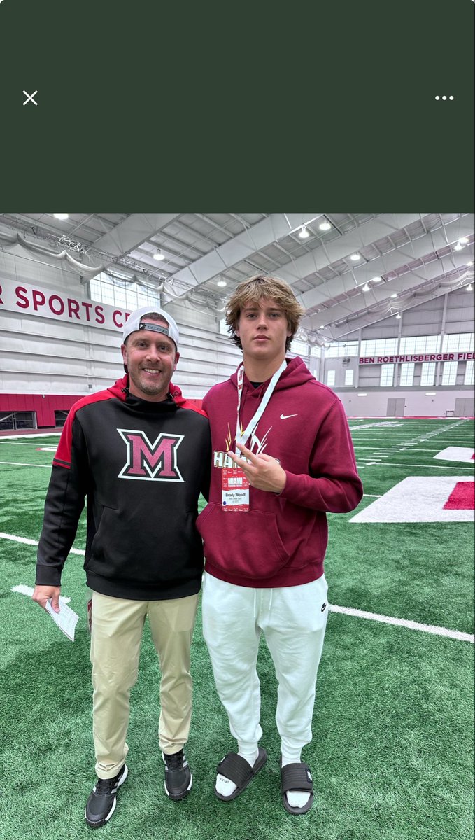 After great conversations with <a href="/Martin_Miami_HC/">Chuck Martin</a> and <a href="/CoachBrechin/">Bill Brechin</a> I am blessed to receive an offer  from <a href="/MiamiOHFootball/">Miami Football</a>. I had a great game day visit!
<a href="/ldavenport88/">Lynn Davenport</a> <a href="/MCHawksOfSteel/">Mill Creek Hawks Of Steel</a> <a href="/MCFootballCoach/">Mill Creek Football</a> <a href="/MC_Recruiting/">Mill Creek Football Recruits</a> <a href="/coachjlovelady/">Josh Lovelady</a> <a href="/OhioXsAndOs/">Ohio X’s and O’s 🏈</a> <a href="/RecruitGeorgia/">Recruit Georgia</a>  <a href="/Rivals/">Rivals</a>