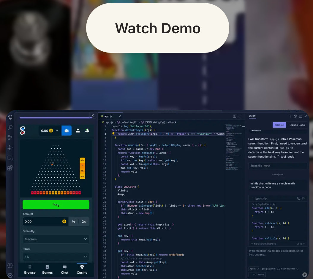 gauravsbuilding's tweet image. officially found the dumbest yc company of all time.
they built “brainrot ide” so you can code while watching youtube or gambling online.
the logo is literally the giga meme.
we are so back.