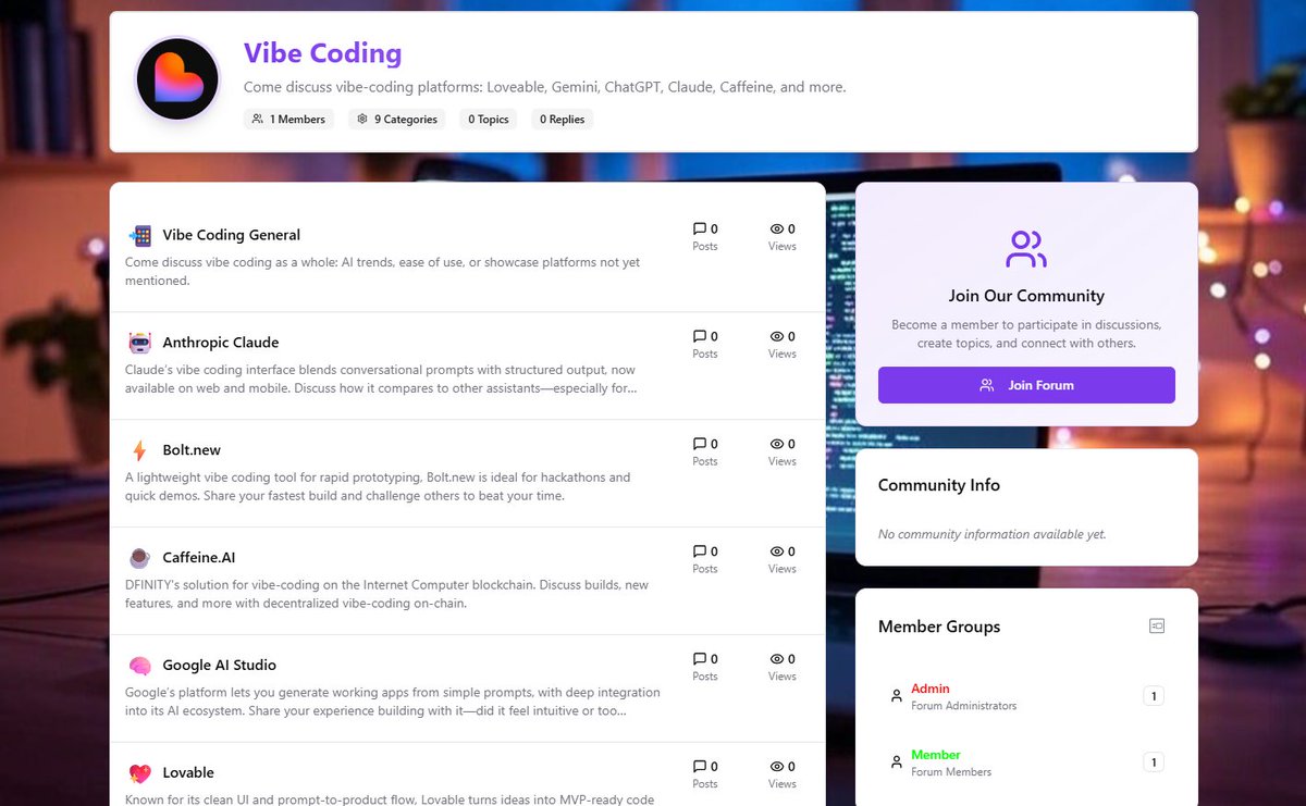icpforums's tweet image. You can now discuss programming and coding, as well as #VibeCoding, on the #InternetComputer, fully on-chain, thanks to #ICForums.

ic-forums-jog.caffeine.xyz

#builtwithcaffeine #ICP $ICP @dfinity @caffeineai