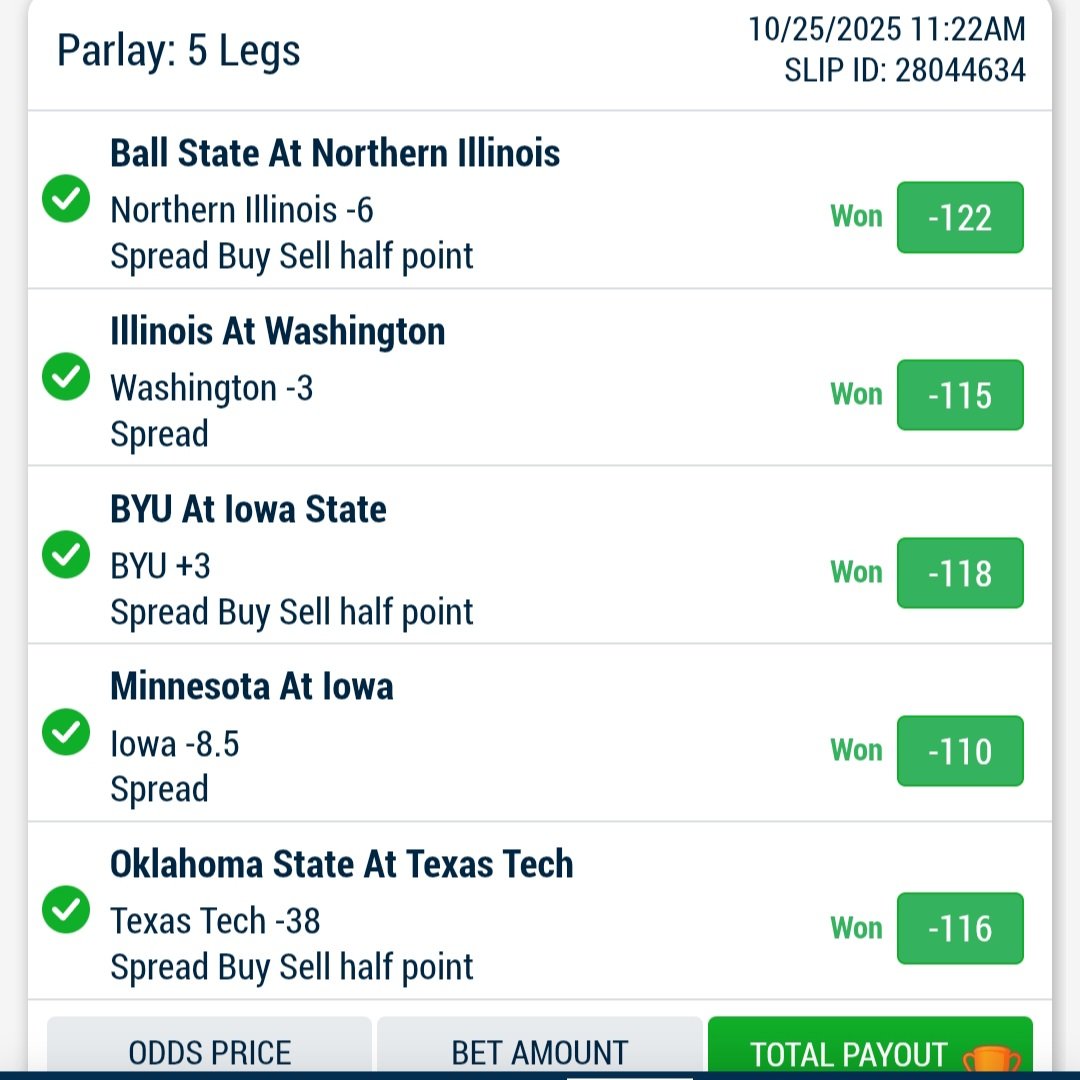 realVegasMatt's tweet photo. Now on a 4 game College Football win streak with Texas Tech -38✅️ May have more bets in hoops, CFB and #WorldSeries Even hit a 5 team lean parlay! 2-0 Saturday 🏈

#CFB 84-67. 4W🔥
#NFL 70-55. 5-2 L7🔥
#MLB 461-403. 13-7 L20🔥
#NBA 97-83
#CBB 80-62. 30-14 L44🔥 https://t.co/tuonZVGxKU