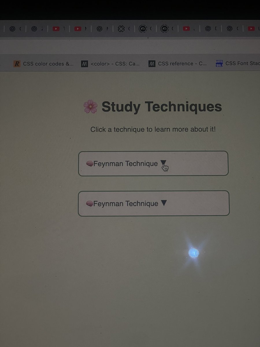 hajocodes's tweet image. Day 23 of #100DaysOfCode 
Today I worked on the new project I started 
An info page for different study techniques 
And I did some DOM manipulation for the display.