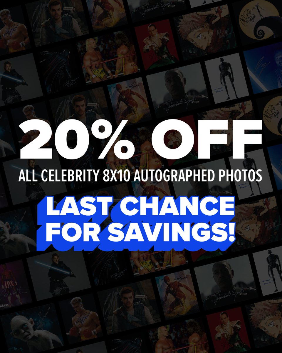 It’s now or never for 20% off all autographed 8x10 photos. Your fave heroes, villains, and icons are waiting. Add them to your collection before the sale disappears tonight: spr.ly/6011AAaGZ

#ShopFANEXPO #Sale #Autographs