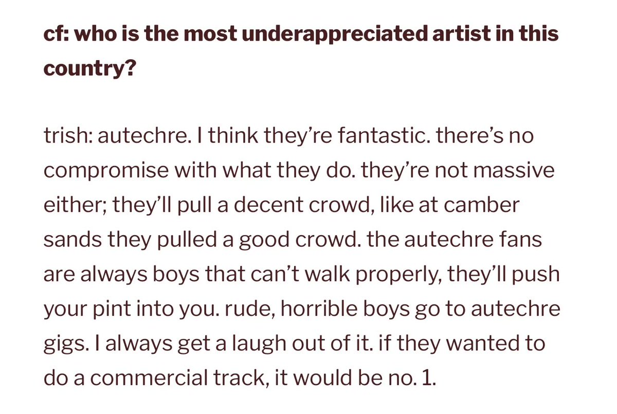 lfitzmaurice's tweet image. At the Autechre show and yet again thinking about what Trish Keenan said about Autechre to Chickfactor