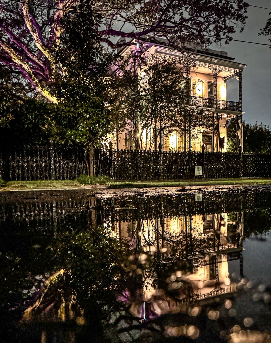 Rain puddle reflection, 4th street, Garden District, New Orleans