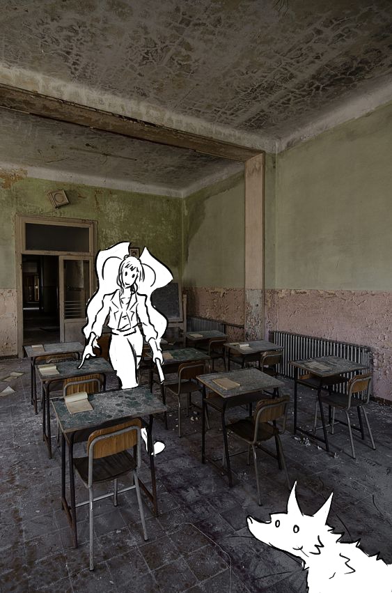 Informe de misión: día 17 del quinto mes, llegué a lo que solía ser una escuela, no hay rastros de libros, escuché por ahí que venían a la escuela a dormir, jugar al truco y tomar mates.
Cartucho la está pasando muy bien en estos lugares, pero tenemos que seguir, casi llegamos.