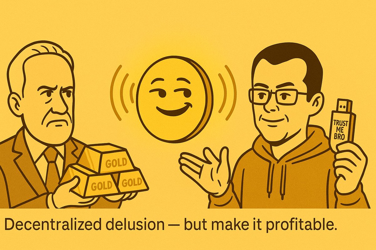 NOTgoldsol's tweet photo. Some chased gold.🪙
Others sold trust.🤨
We just built WiFi and vibes.🛜
#NotGold #memecoin #SolanaMemeCoin https://t.co/t5HJfdqiSd
