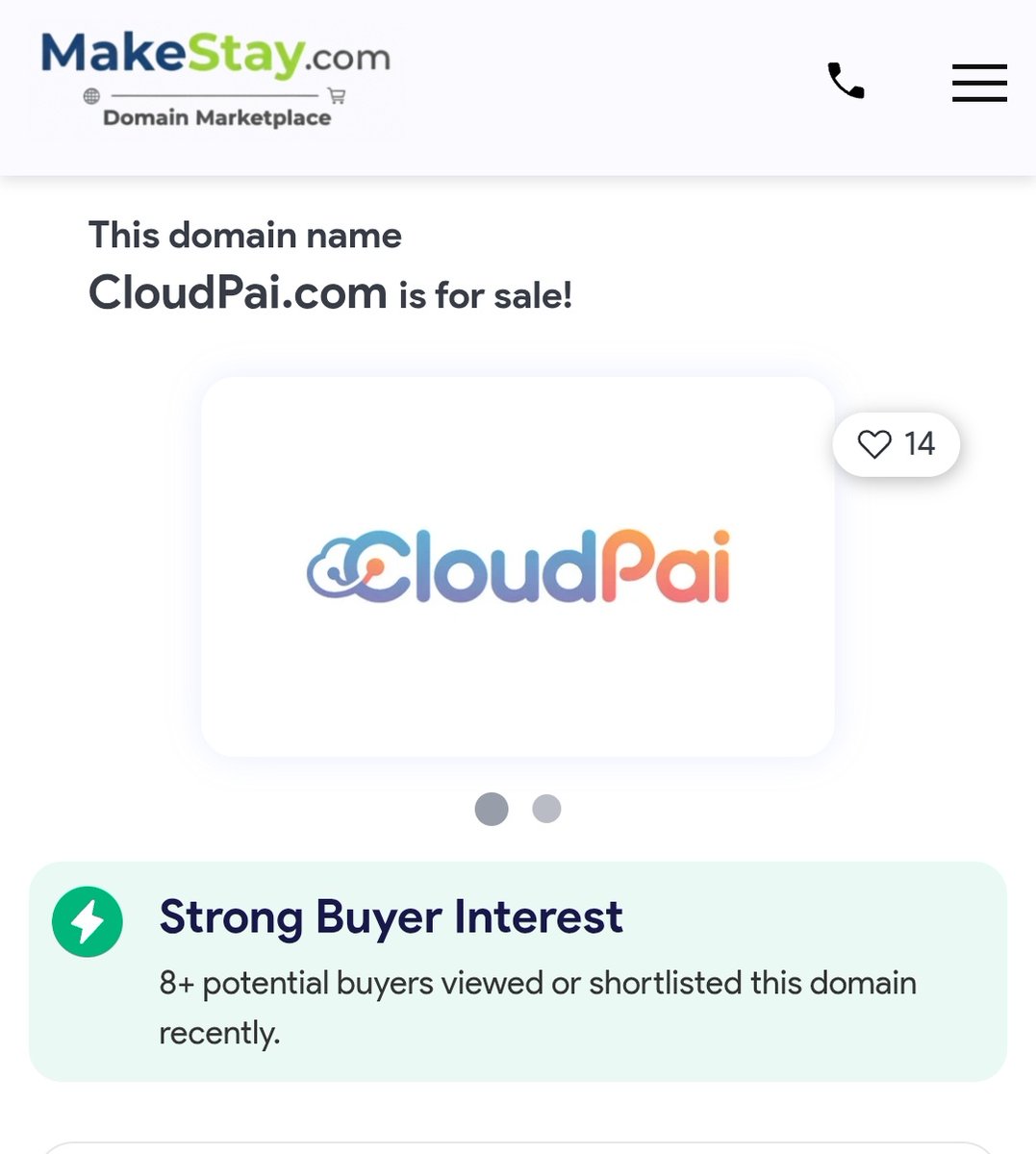 makestaycom's tweet image. CloudPai.com 
This is listed as a premium Atom - there are quite a lot of potential buyers, of course with good domain quality.
#cloudcomputing #cloud #technology #cybersecurity #aws #bigdata #datacenter #devops #cloudservices #tech #cloudstorage #SaaS #coding #server