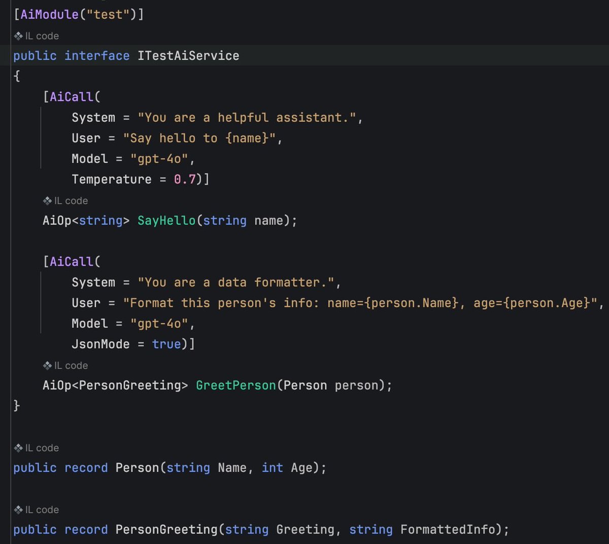skylar_b_payne's tweet image. @dotnet people doing AI… would you use something like this? It’s directionally something towards @DSPyOSS or @mirascope_ai