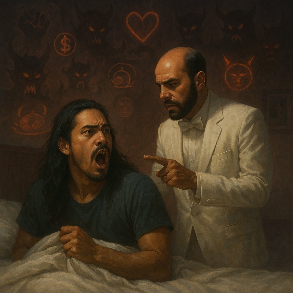 chenb0x's tweet image. 2016

I awoke to my late father at my bed. Dressed in his wedding suit... no gray in his beard.

&quot;Beware, my Son. Now is the time for trial and tribulation. You will be tested by the #7KeepersofSin.&quot;

&quot;Pop, why do you talk like that?&quot;

&quot;BEWARE!&quot;

&quot;Ah FUCK!&quot;

#31DaysOfScary #Day24