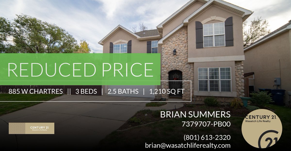wasatchlifeut's tweet photo. 📍 Reduced Price 📍 This recently reduced home at 885 W Chartres in Sandy won't last long, so, don't wait to set up a showing! Reach out here or at (801) 613-2320 for more information!

Call/ Text 801-613-2320 www.w... https://t.co/JvyxGANAtR https://t.co/2C6TJOmefY