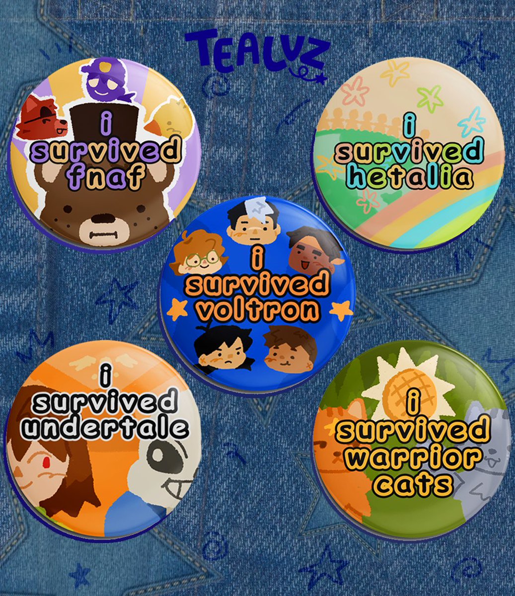 fandom button pins :3

#fnaf #voltron #hetalia #undertale #warriorcats