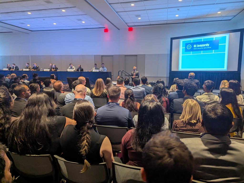 It's a full house for GI Jeopardy! May the quickest GI fellowship program win! #ACG2025