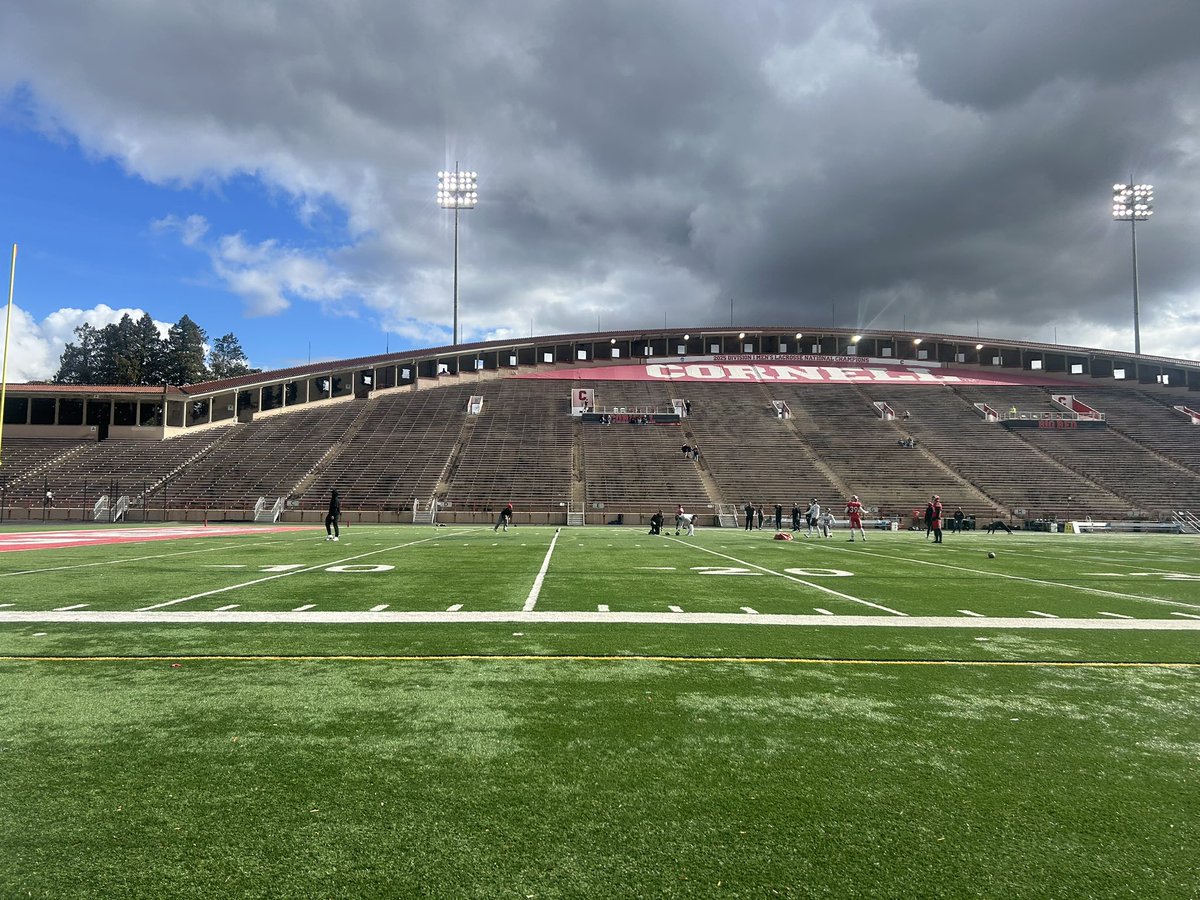 Big thanks to <a href="/BigRed_Football/">Cornell Football</a> and the coaching staff for an awesome game day experience! Loved the energy and atmosphere. What an exciting double OT comeback win! Excited to be back on campus for a visit soon. #GoBigRed
<a href="/M_E_Miller/">Morgan Miller</a> <a href="/Sean_Reeder/">Sean Reeder</a> <a href="/JaredBackus1/">Jared Backus</a> <a href="/KevKroos_52/">Coach Kroos</a>