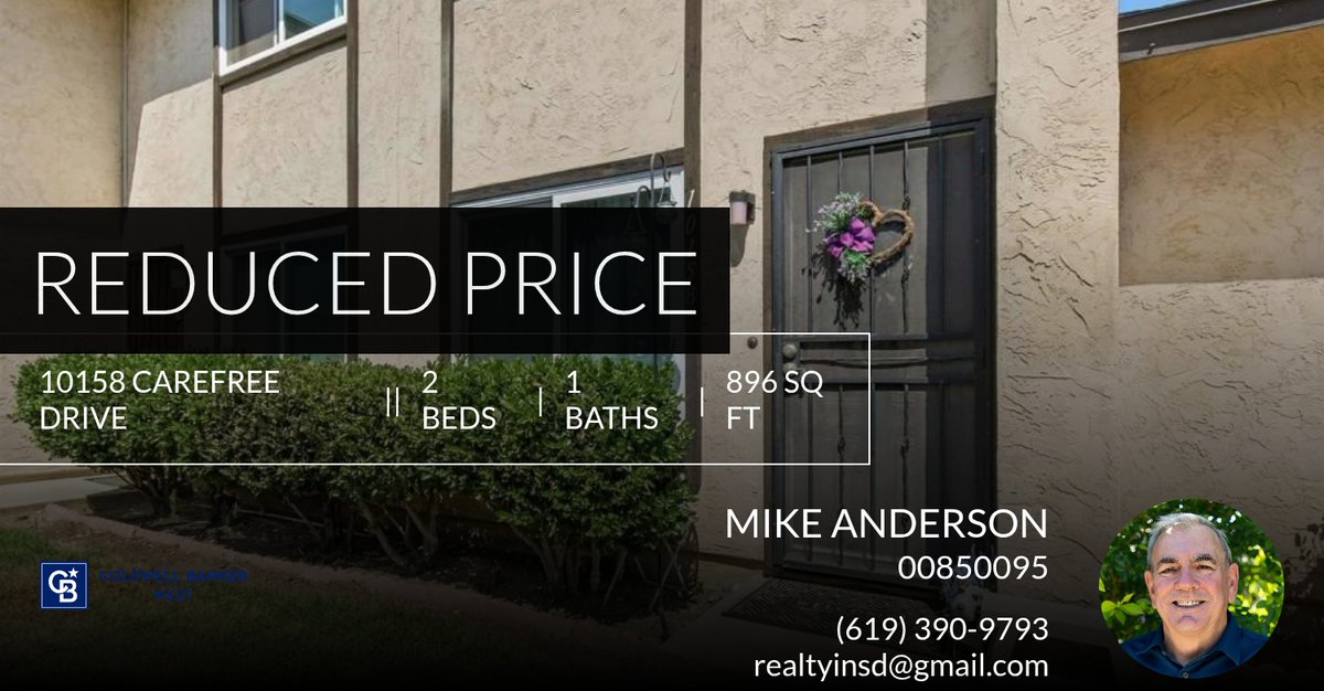 Mikerealtyinsd's tweet photo. 📍 Reduced Price 📍 This recently reduced home at 10158 Carefree Drive in Santee won't last long, so, don't wait to set up a showing! Reach out here or at (619) 390-9793 for more information!

Mike Anderson, Realtor® 
SFR, ABR
DRE ... https://t.co/v9L3fvfGBv https://t.co/v9FuzewW5i