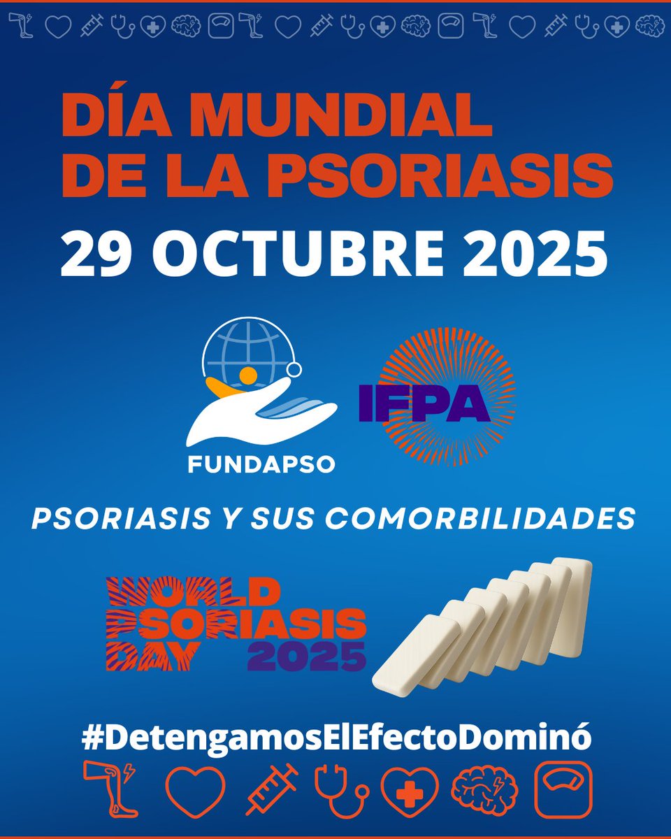 FUNDAPSO's tweet image. En Fundapso trabajamos junto a pacientes, cuidadores y especialistas para mejorar la calidad de vida de quienes viven con Psoriasis y
Hoy 29 de octubre nos unimos a la campaña ¡detengamos el efecto dominó!#DetengamosElEfectoDominó  #psoriasisexperiencematters #StopTheDominoEffect