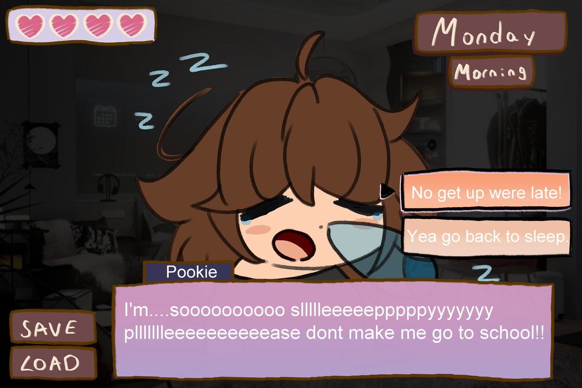 PookieDraws's tweet image. Day 25- Fake game screenshot 
Made a fake dating sim! would you romance me ~💙💙👀  #Cringetober2025 #Datingsimulator #myartwork #digitaldrawing #myart