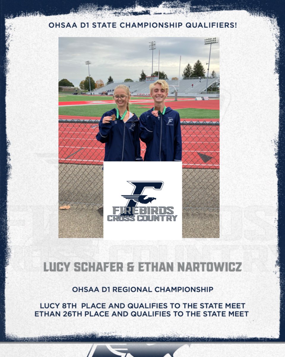 Congratulations Lucy and Ethan! The Firebird Cross Country team and coaches are so proud of you and your accomplishment!