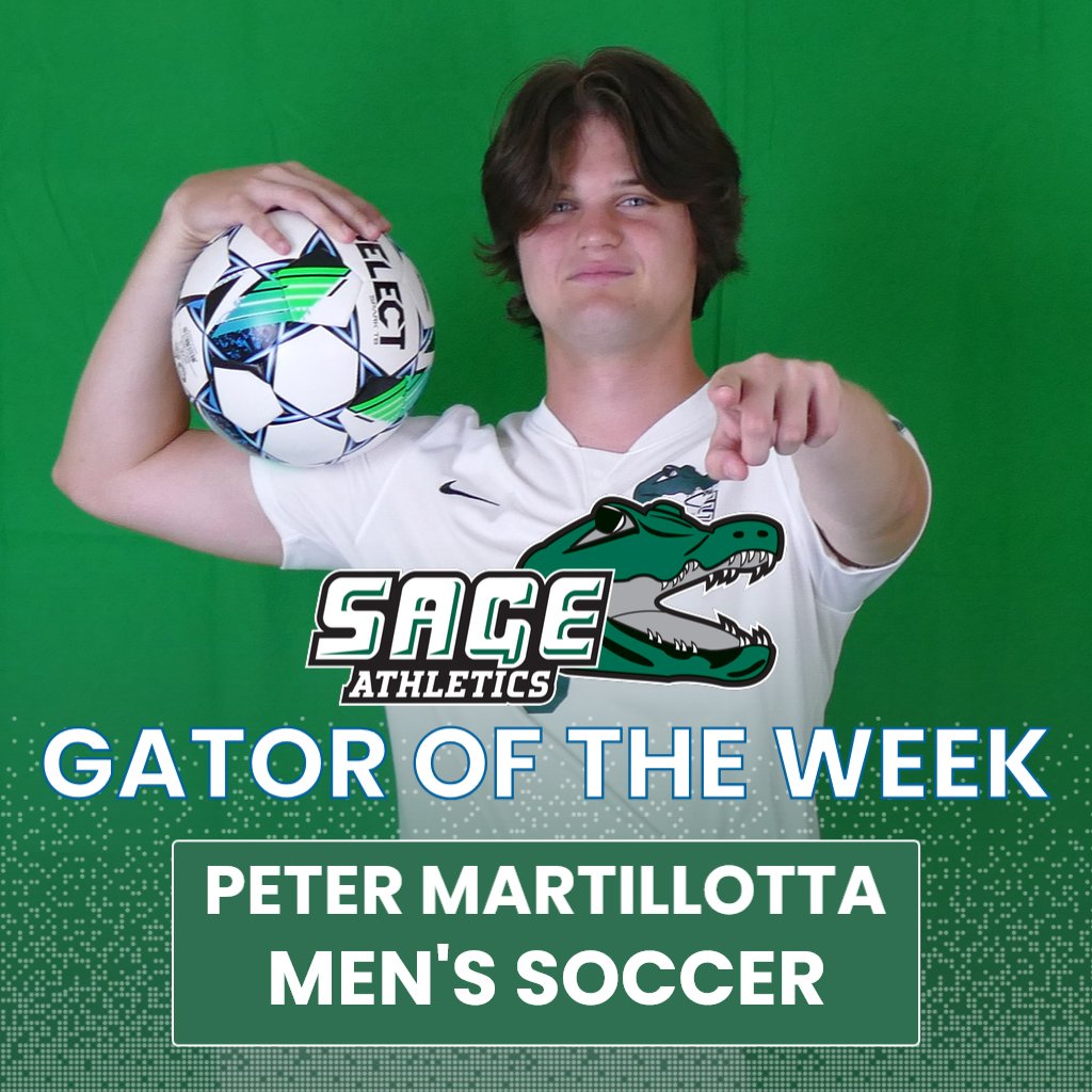 #RussellSageCollege Men's Soccer forward Peter Martillotta (Gasport, New York) is one of the Gators of the Week.

The junior scored three goals to help the #SageGators pick up an important 4-0 shutout of visiting Houghton on Saturday.

#SageNation
🐊⚽