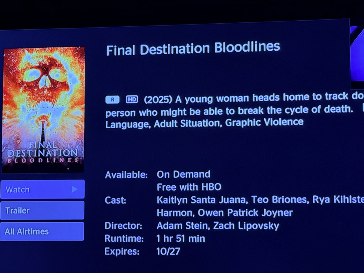 Ok time for my horror movie it’s final destinations bloodlines. My horror crew what yall think <a href="/red047x/">Red047 🎧⭕️</a> <a href="/MrCMTusk/">CM Tusk</a>