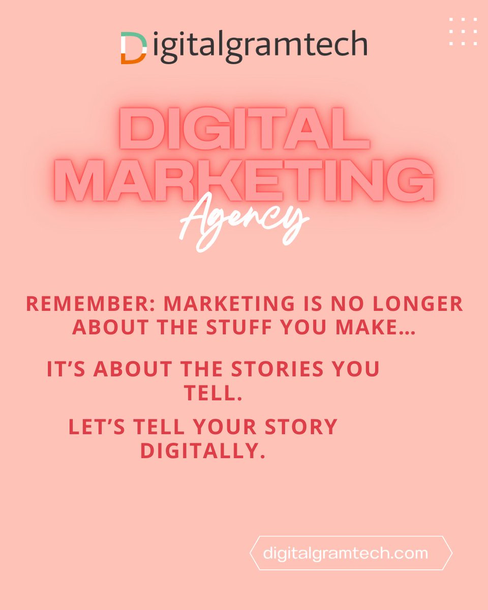 digitalgramtech's tweet image. Marketing is no longer about the stuff you make. It's about the stories you tell.
Let's tell your story digitally!
Contact us today @ +918178514835
Website: digitalgramtech.com
#digitalgramtech #socialmediamarketing #searchengineoptimization #smm #seo #ppc #googleads #sem