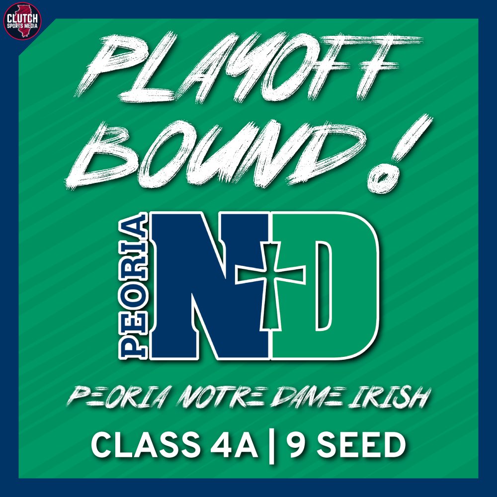 Congratulations to <a href="/pndhs/">Peoria Notre Dame HS</a> on their playoff berth!💪

The Irish will travel to Marengo in the first round of the Class 4A playoffs.

#ClutchUp