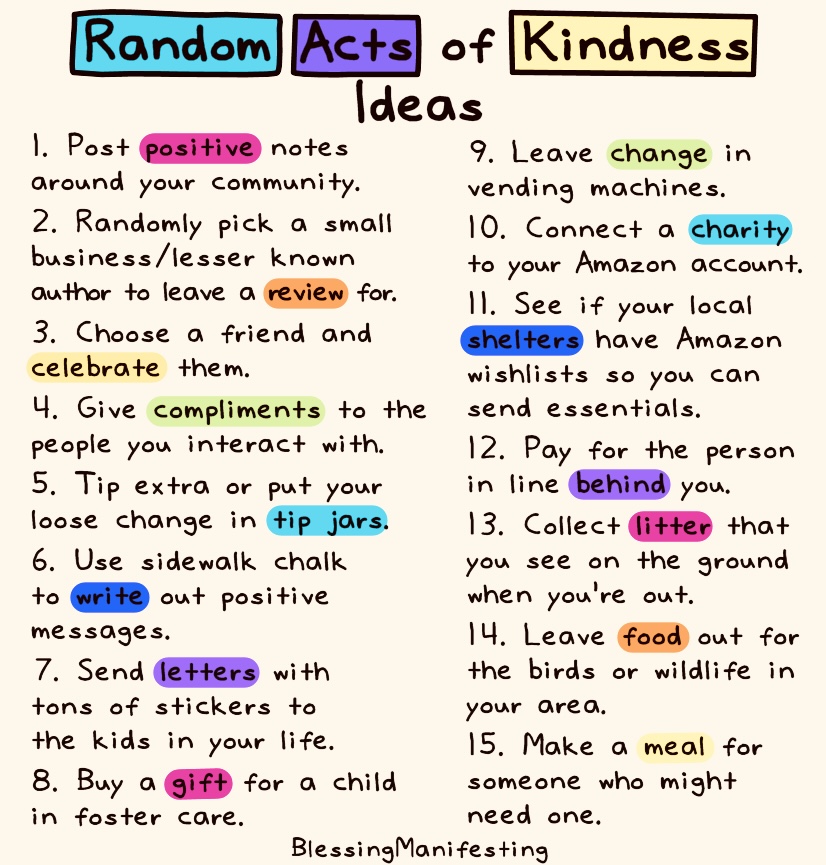 "Tip your server. Return your shopping cart. Pick up a piece of trash. Hold the door for the person behind you. Let someone into your lane. Small acts can have a ripple effect. That’s how we change the world." Unknown

#Kindness will change the world💞

Thanks #selfloverainbow😊
