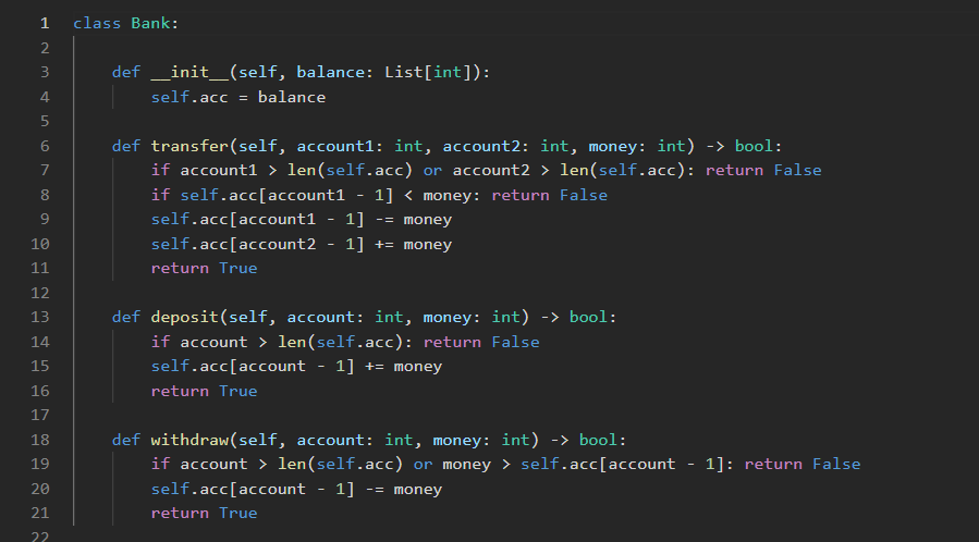 mohitmehtre's tweet image. LeetCode POTD 2043 ✅
Built a simple transaction system supporting deposit, withdraw, and transfer in O(1).
Used a list to track balances with validation checks → clean, efficient, and easy to reason about.
Explained in the simplest way possible.
#LeetCode #POTD #Python
