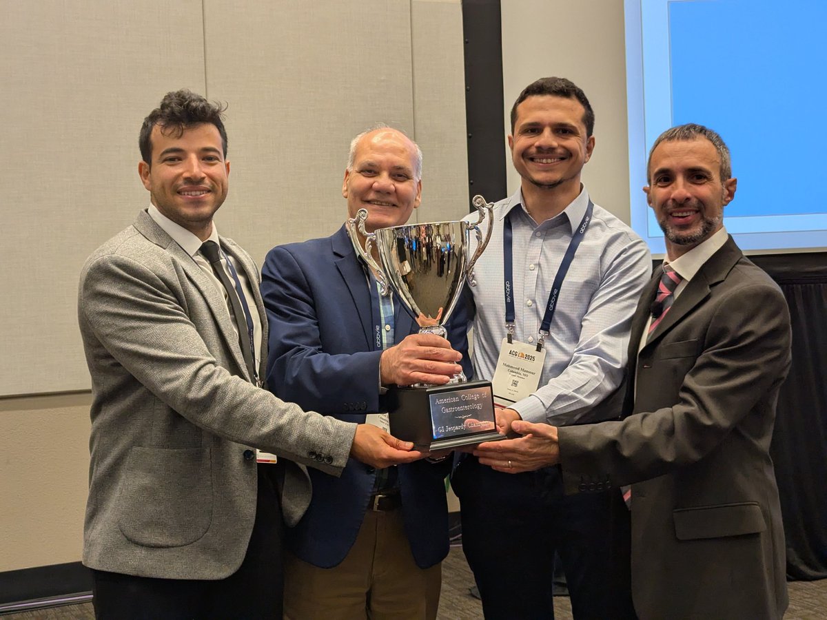 And the winners are... University of Missouri Columbia, unseating last year's champions! Congratulations, Dr. Islam Mohamed and Dr. Mahmood Mansour! #ACG2025 #GIfellows #GIJeopardy <a href="/BilalMohammadMD/">Mohammad Bilal, MD</a>