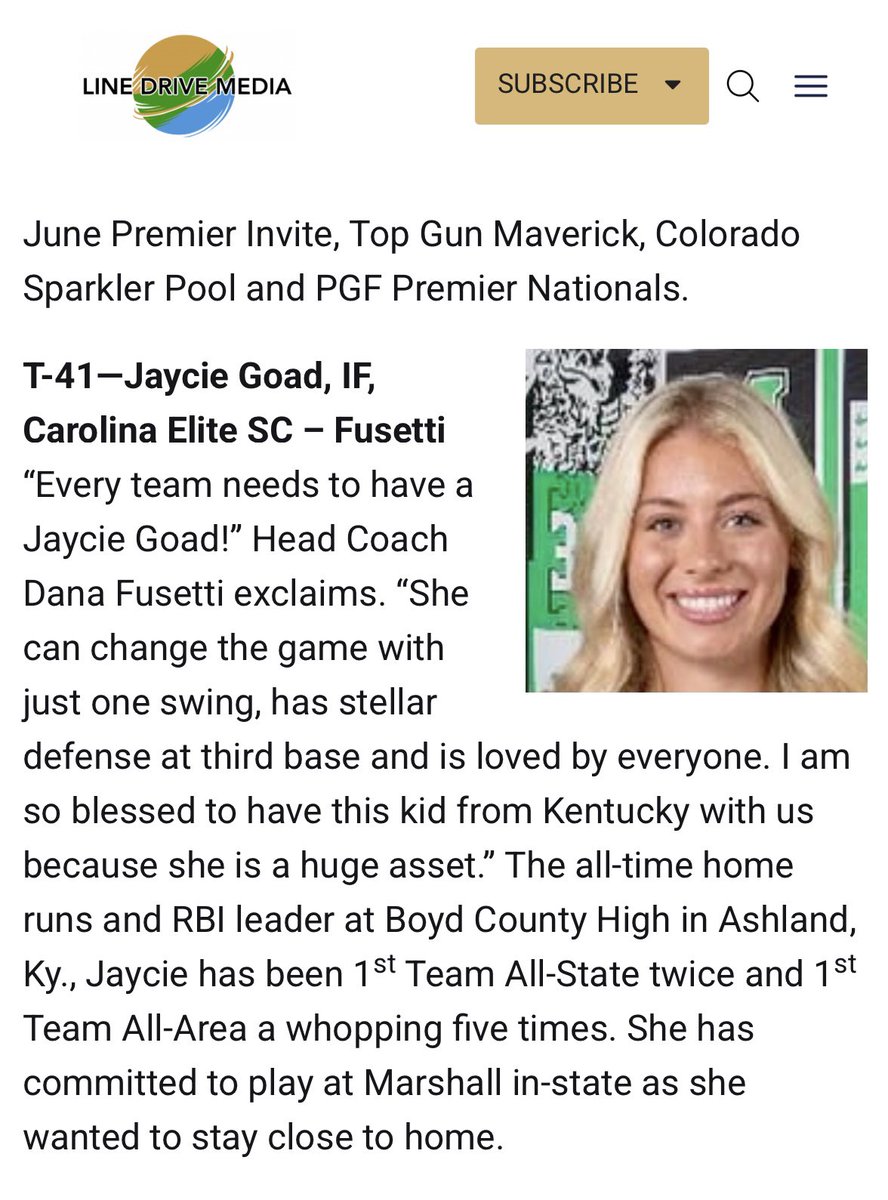 Thank you <a href="/LineDsoftball/">Line Drive Media</a> for the recognition! <a href="/EliteFusetti/">Carolina Elite SC Nat’l - Fusetti</a> <a href="/LalondeSoftball/">Adam LaLonde</a>